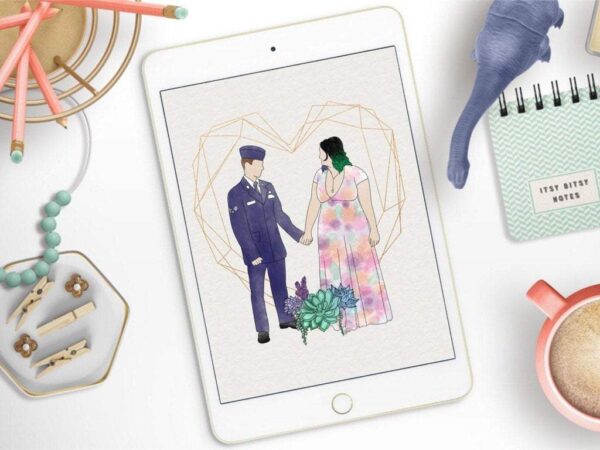 Couples & Family Watercolor Portrait | Digital File