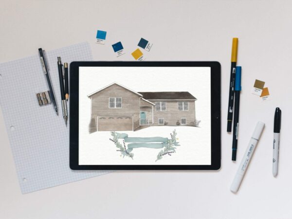 Home Sweet Home Watercolor Illustration // Digital File