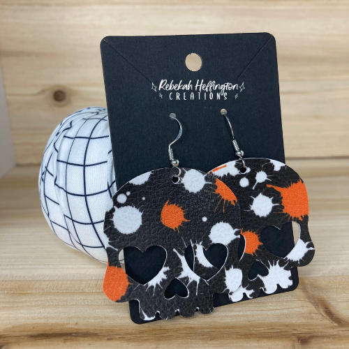 Ink Splatter Skull Halloween Earrings